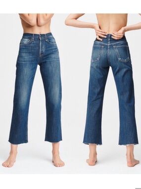 *rag & bone magnus maya high rise straight ankle jeans 26 raw hem
